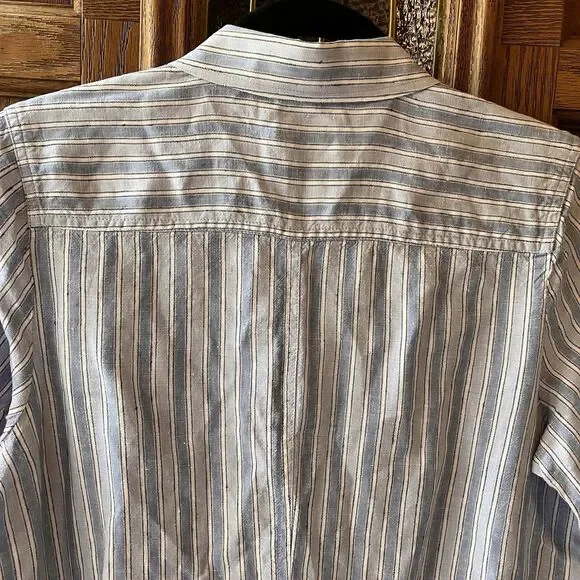 J Jill Love Linen Shirt Dress Women's Size Small Blue Striped Pockets EUC - Picture 6 of 8